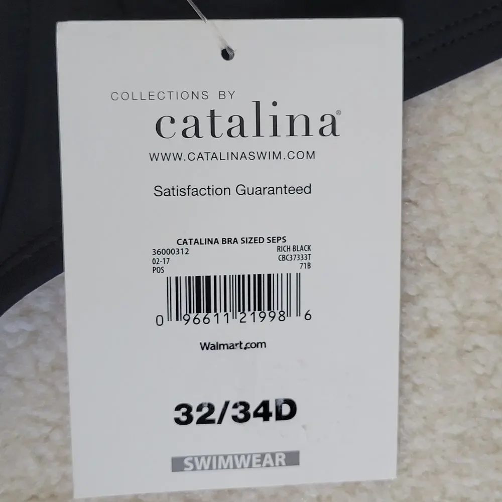 NWT Collection By Catalina Size 32/34D Add A Size Bikini Top Underwire Push Up